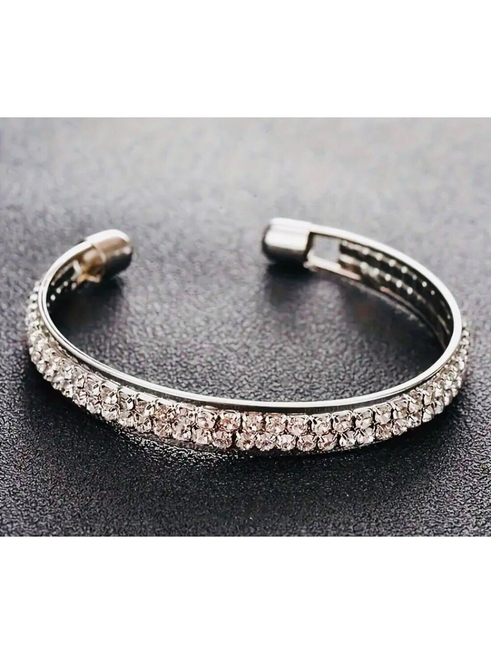 New - Elegant Open Cuff Bracelet with Sparkling Rhinestone Embellishments - Picture 5 of 5